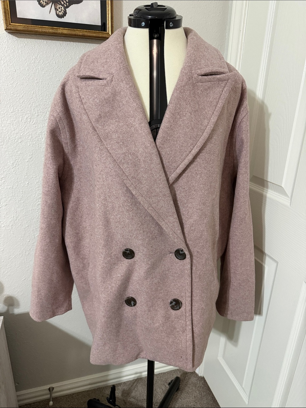 Old Navy Double-Breasted Pea Coat in Dusty Mauve